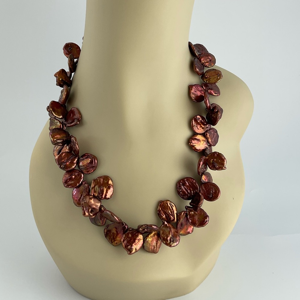 Host Pick!❤️Copper Keishi Pearls Necklace, Handmade, 19.5" Long - Picture 4 of 9